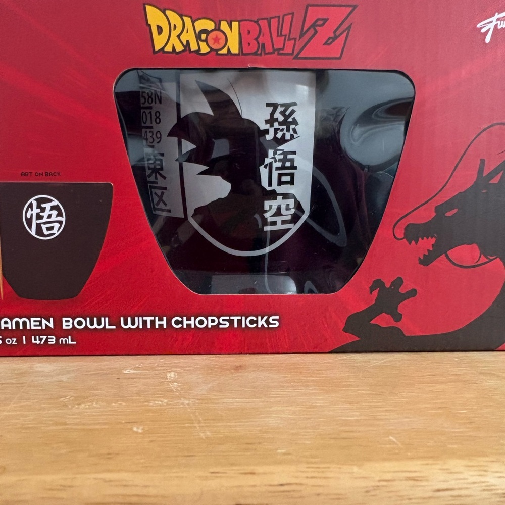 New in box- Dragonball Z ramen bowl with chopsticks, 16 oz